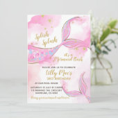 Mermaid Birthday Einladung für ein Mädchen, bearbe (Stehend Vorderseite)