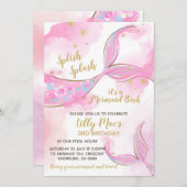 Mermaid Birthday Einladung für ein Mädchen, bearbe (Vorne/Hinten)