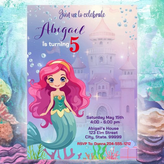 Mermaid Birthday Einladung für Kinder