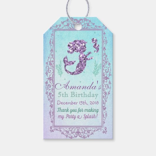 Mermaid Birthday Einladung Gefallen Geschenk Tag Geschenkanhänger (Vorderseite)