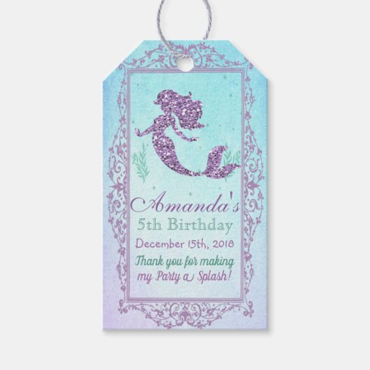 Mermaid Birthday Einladung Gefallen Geschenk Tag Geschenkanhänger (Vorderseite)