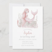 Mermaid Birthday Einladung in Rosa (Vorderseite)