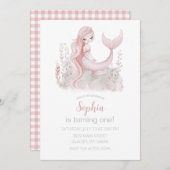 Mermaid Birthday Einladung in Rosa (Vorne/Hinten)