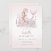 Mermaid Birthday Einladung in Rosa (Vorne/Hinten)