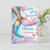Mermaid Birthday Einladung, Mermaid Bash Einladung (Stehend Vorderseite)