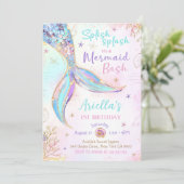 Mermaid Birthday Einladung Mermaid Bash Untersee (Stehend Vorderseite)