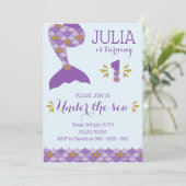 Mermaid Birthday Einladung Mermaid Nummer 1 (Stehend Vorderseite)