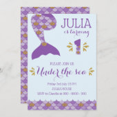 Mermaid Birthday Einladung Mermaid Nummer 1 (Vorne/Hinten)