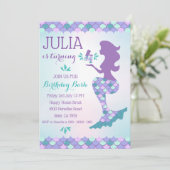 Mermaid Birthday Einladung Mermaid Nummer 4 (Stehend Vorderseite)