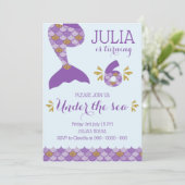 Mermaid Birthday Einladung Mermaid Nummer 6 (Stehend Vorderseite)