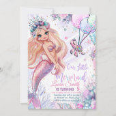 Mermaid Birthday Einladung Mermaid Party einladen (Vorderseite)