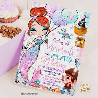 Mermaid Birthday Einladung Mermaid und Pirates