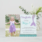 Mermaid Birthday Einladung mit Foto (Stehend Vorderseite)