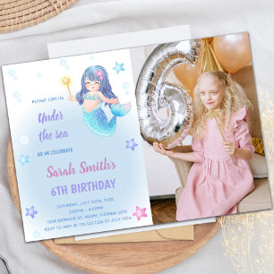 Mermaid Birthday Einladung mit Foto