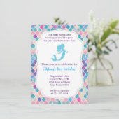 Mermaid Birthday Einladung mit Rücken (Stehend Vorderseite)