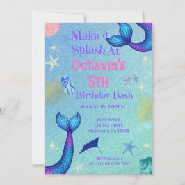 Mermaid Birthday Einladung | Unter dem Party
