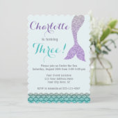 Mermaid Birthday Einladung ・ Unter dem Thema Meer (Stehend Vorderseite)