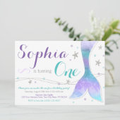 Mermaid Birthday Einladung | Unterseegebiet (Stehend Vorderseite)