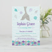 Mermaid Birthday Einladung | Unterseegebiet (Stehend Vorderseite)