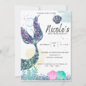 Mermaid Birthday Einladung Vorlage (Vorderseite)