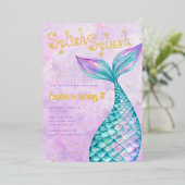 Mermaid Birthday Folieneinladung (Stehend vorne)