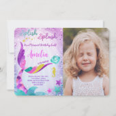Mermaid Birthday Foto Einladung (Vorderseite)