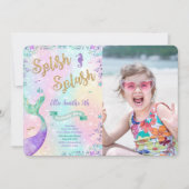 Mermaid Birthday Foto Einladung (Vorderseite)