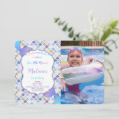 Mermaid Birthday Foto Einladung (Stehend Vorderseite)