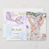 Mermaid Birthday Foto Einladung (Vorderseite)