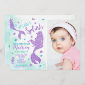 Mermaid Birthday Foto Einladung / Unter Meer (Vorne/Hinten)