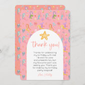 Mermaid Birthday Foto Vielen Dank Einladung (Vorne/Hinten)