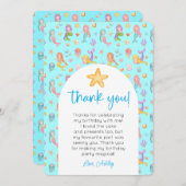 Mermaid Birthday Foto Vielen Dank Einladung (Vorne/Hinten)