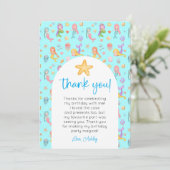 Mermaid Birthday Foto Vielen Dank Einladung (Stehend Vorderseite)