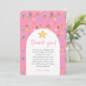 Mermaid Birthday Foto Vielen Dank Einladung (Stehend Vorderseite)