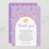 Mermaid Birthday Foto Vielen Dank Einladung (Vorne/Hinten)