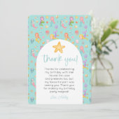 Mermaid Birthday Foto Vielen Dank Einladung (Stehend Vorderseite)