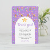 Mermaid Birthday Foto Vielen Dank Einladung (Stehend Vorderseite)