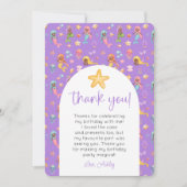 Mermaid Birthday Foto Vielen Dank Einladung (Vorderseite)