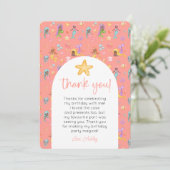 Mermaid Birthday Foto Vielen Dank Einladung (Stehend Vorderseite)