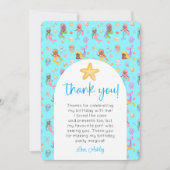 Mermaid Birthday Foto Vielen Dank Einladung (Vorderseite)