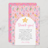 Mermaid Birthday Foto Vielen Dank Einladung (Vorne/Hinten)