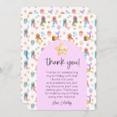 Mermaid Birthday Foto Vielen Dank Einladung (Vorne/Hinten)