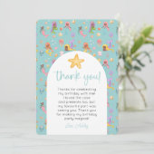 Mermaid Birthday Foto Vielen Dank Einladung (Stehend Vorderseite)