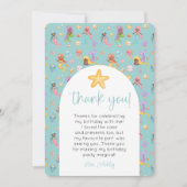 Mermaid Birthday Foto Vielen Dank Einladung (Vorderseite)