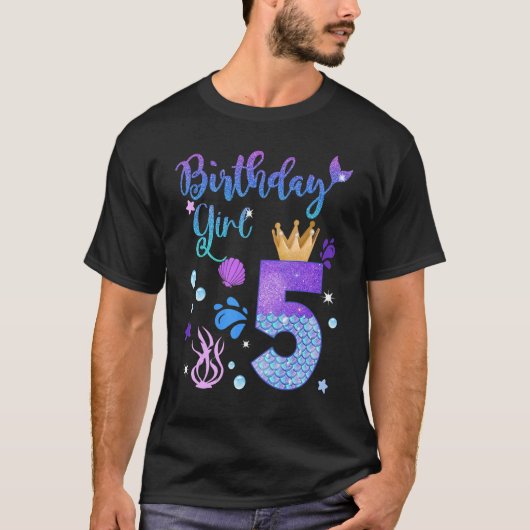 Mermaid Birthday Girl 5 Jahre alt sein 5. Geburtst T-Shirt (Vorderseite)