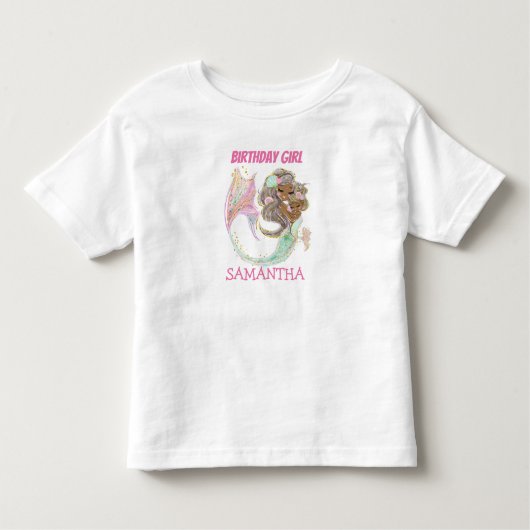Mermaid Birthday Girl White nautical Kleinkind T-shirt (Vorderseite)