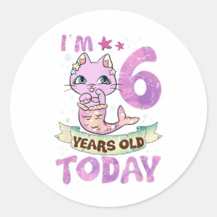 Mermaid Birthday Girls Mermaid Mercat Girls Runder Aufkleber