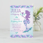 Mermaid Birthday Invasion Mermaid Nummer 3 Einladung (Stehend Vorderseite)