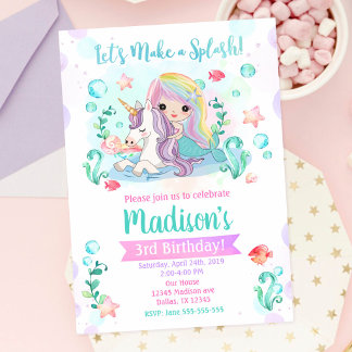 Mermaid Birthday Invasion / Mermaid & Unicorn Einladung