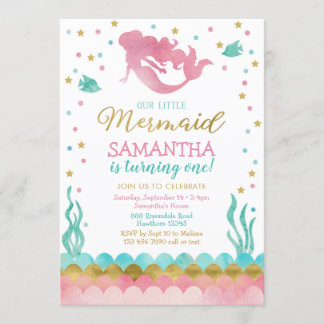 Mermaid Birthday Invitation, Aquarellmaid Einladung